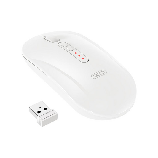 Brezžična miška XO Design M13 Silent Tri-mode, 1600DPI, BT / Wi-Fi, Bela