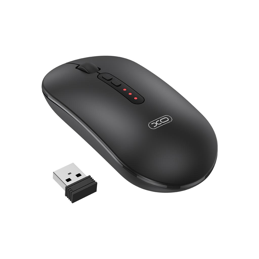 Brezžična miška XO Design M13 Silent Tri-mode, 1600DPI, BT / Wi-Fi, Črna