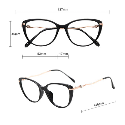 Techsuit 86162 Women's Computer Glasses, Anti-Blue Light, Black Gold