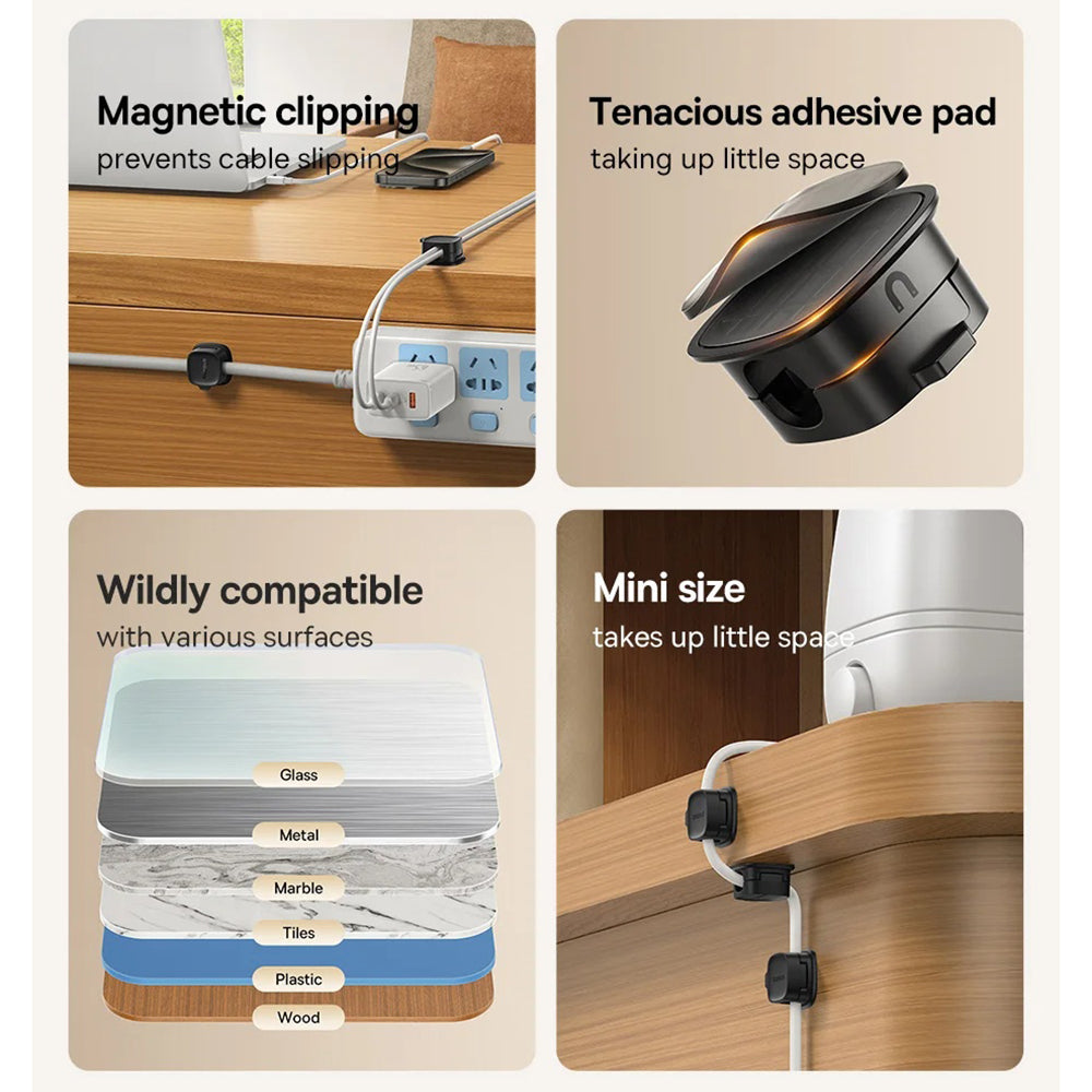 Organizator kablov Baseus Lite Magnetic, Set 3 kosi, Črna B01331106111-00
