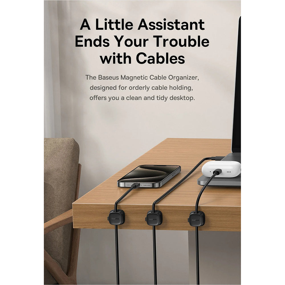 Organizator kablov Baseus Lite Magnetic, Set 3 kosi, Črna B01331106111-00