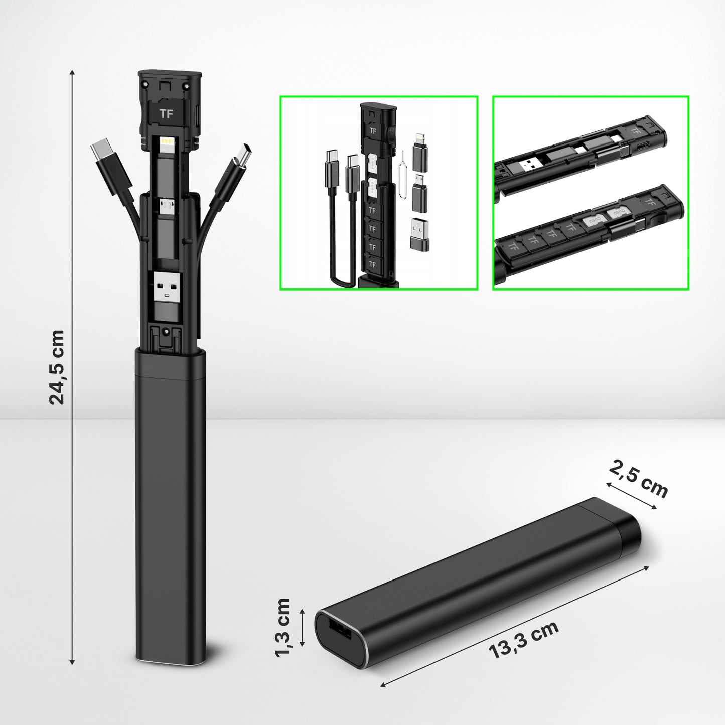 Organizator z dodatki / Bralnik kartic Qualo QZS-P-01, črn