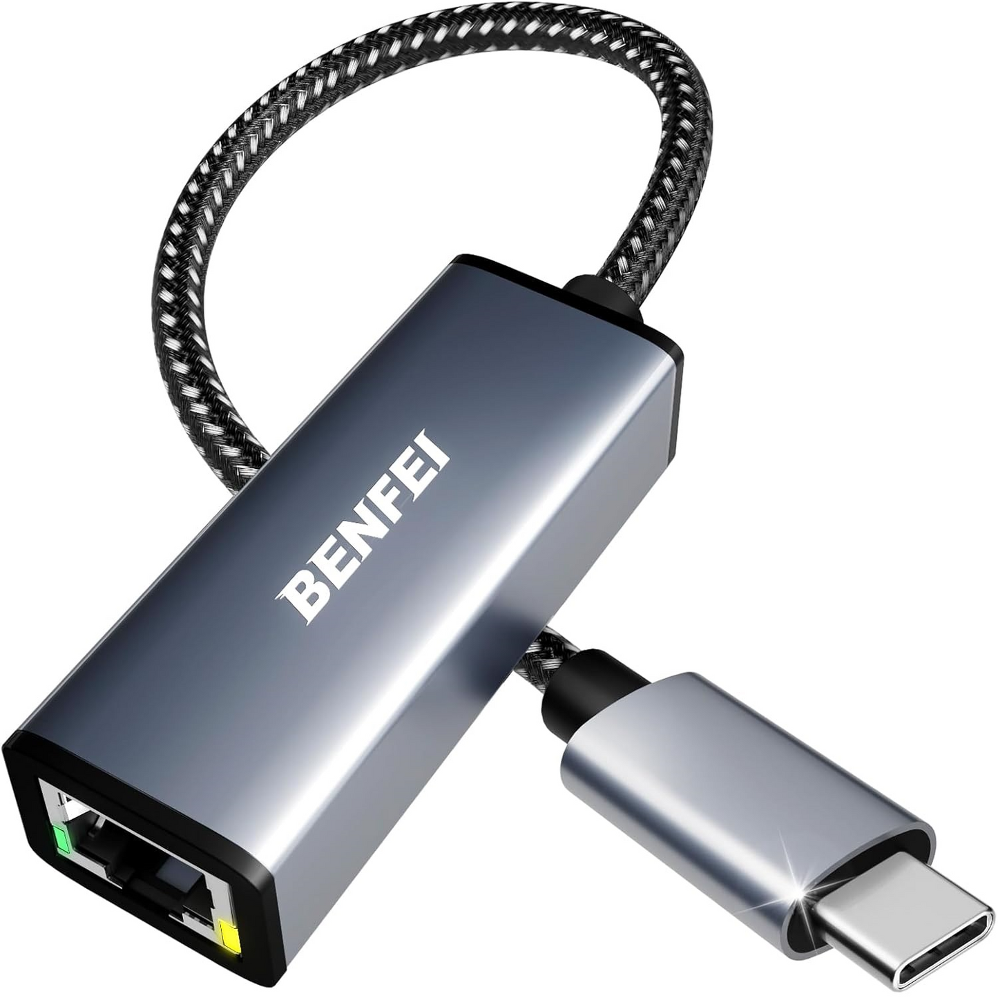 Omrežna kartica Benfei, RJ45, USB-C, siva