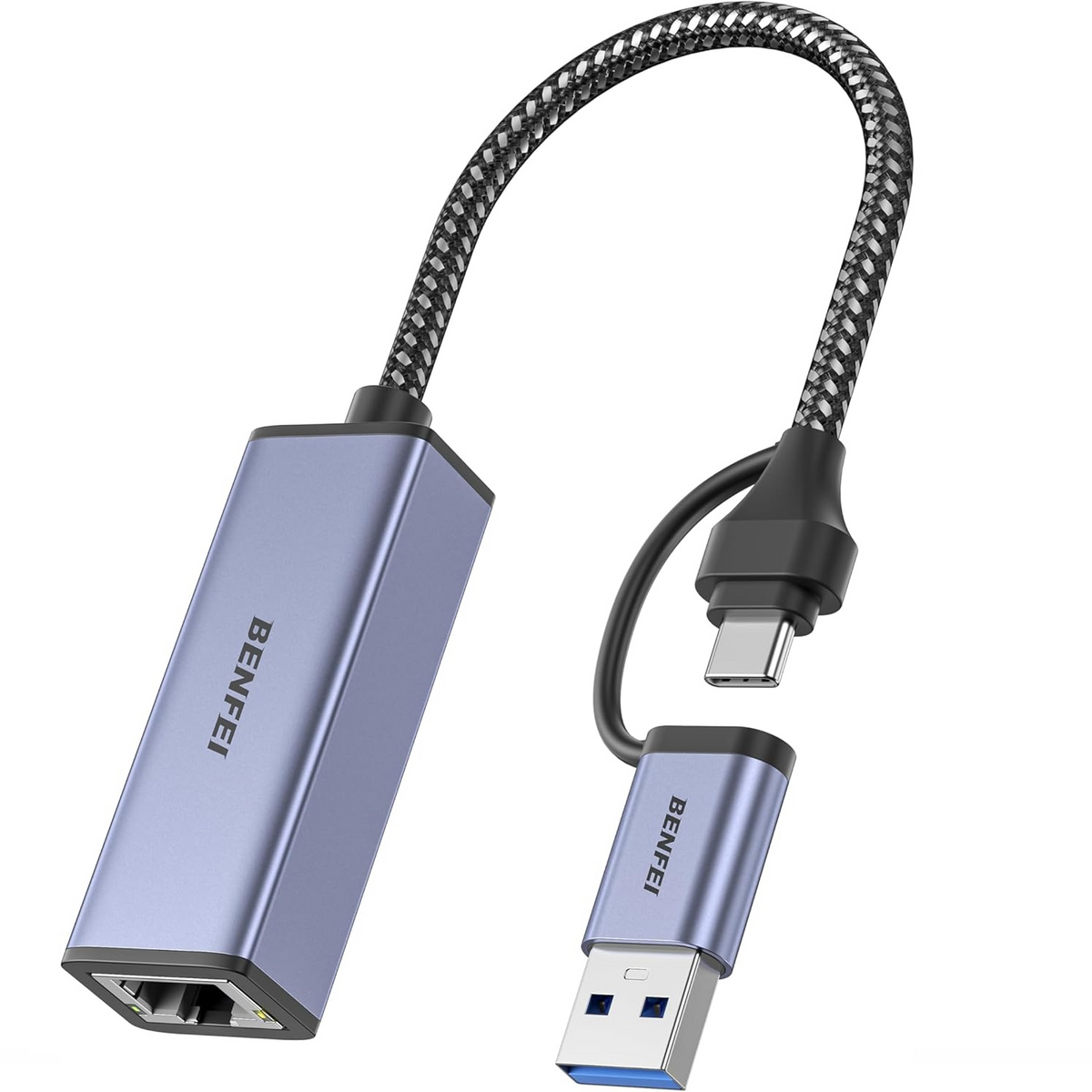 Omrežna kartica Benfei, RJ45, USB-C / USB, Siva