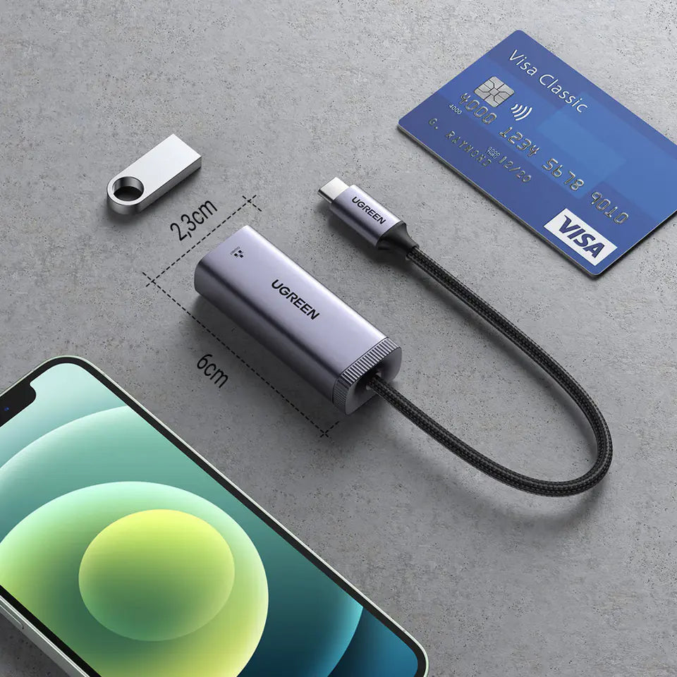 Mrežna kartica UGREEN CM483, RJ45, USB-C, Siva