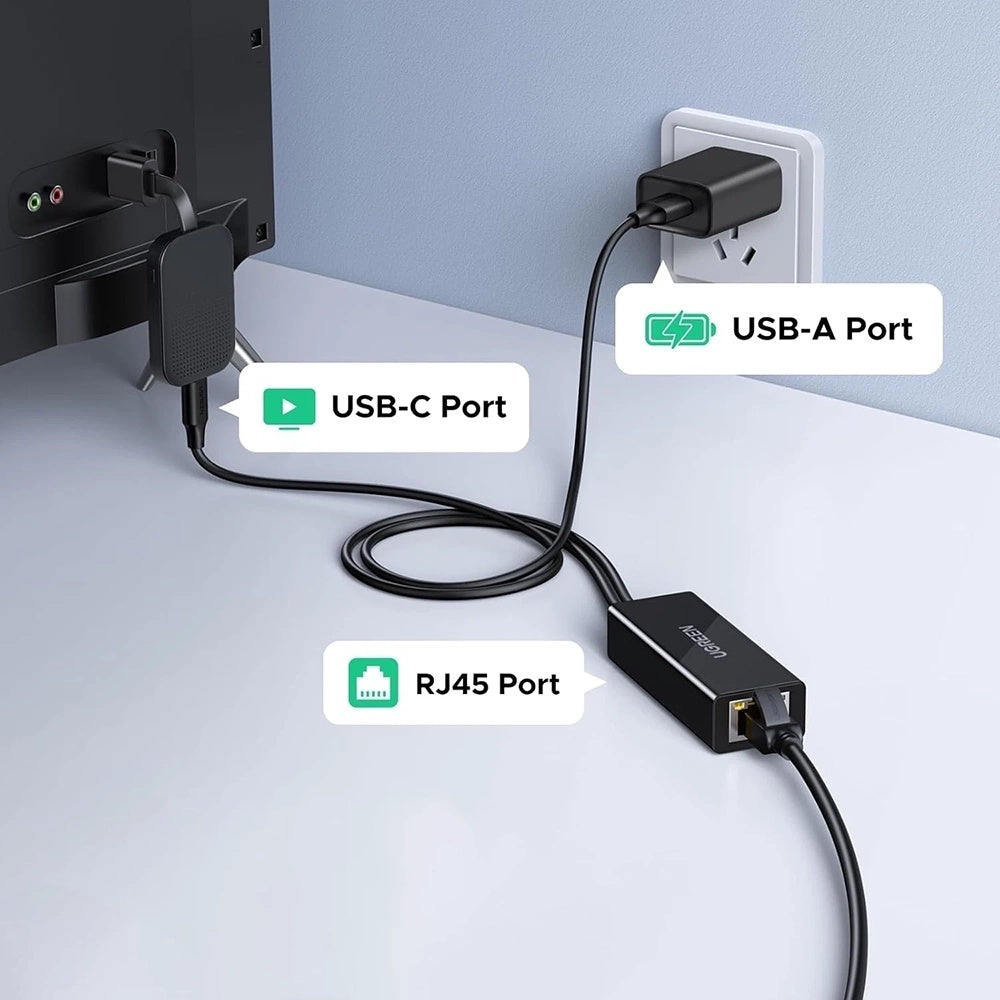 Omrežna kartica UGREEN CR110 (75535), RJ45, USB / USB-C, Črna