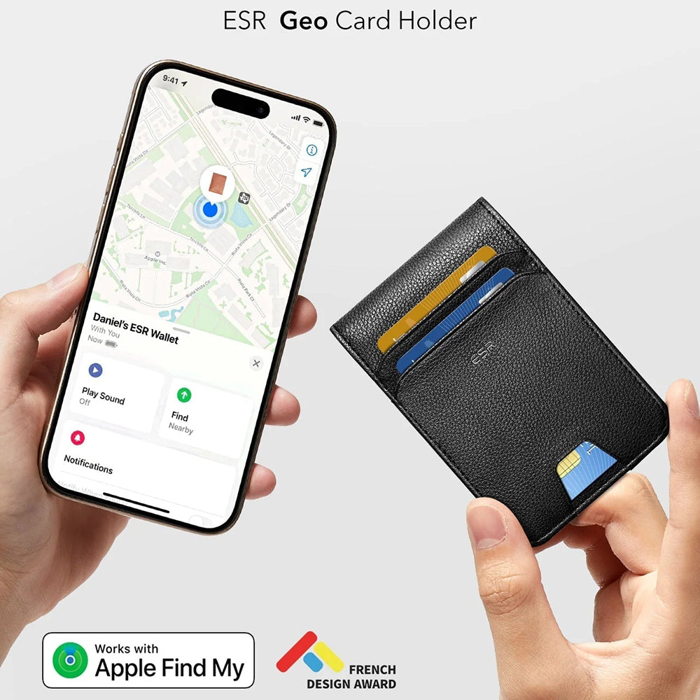 Denarnica ESR Classic Geo s funkcijo Find My in RFID zaščito, črna, ponovno zaprta