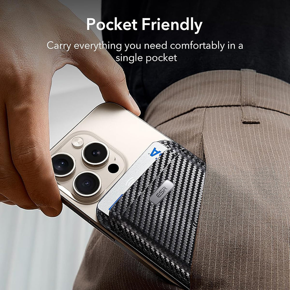 Denarnica Magsafe, ESR, Classic Geo Carbon, Črna