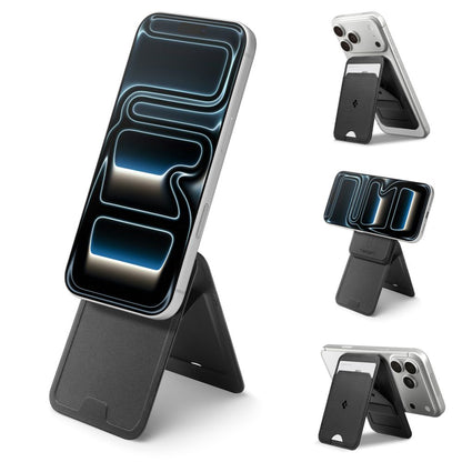 Denarnica MagSafe, Spigen, Slim Fold Tripod S314-3, Črna