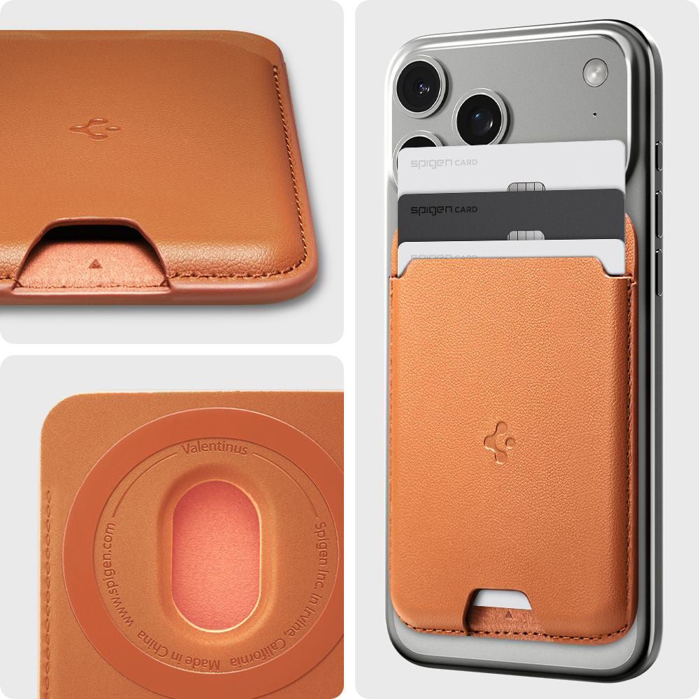 Denarnica MagSafe, Spigen, Valentinus MagFit, Oranžna AFA11339