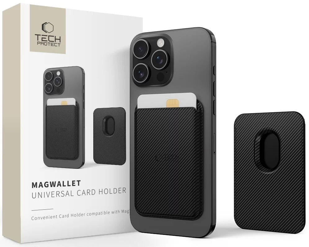 Denarnica MagSafe, Tech-Protect, Magwallet Carbon, Črna