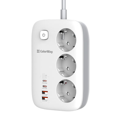 Podaljšek ColorWay, 3 x Schuko, Bel
