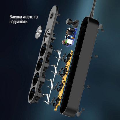 Podaljšek ColorWay, 4 x Schuko, Črn