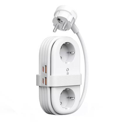 Podaljšek Orico AP3, 2 x Schuko - 2 x USB-A - 2 x USB-C, Bel