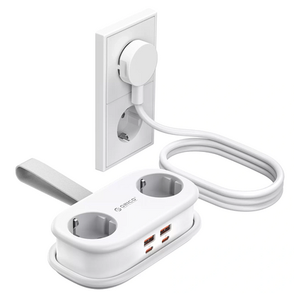Podaljšek Orico AP3, 2 x Schuko - 2 x USB-A - 2 x USB-C, Bel