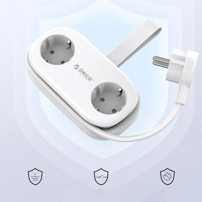 Podaljšek Orico AP3, 2 x Schuko - 2 x USB-A - 2 x USB-C, Bel