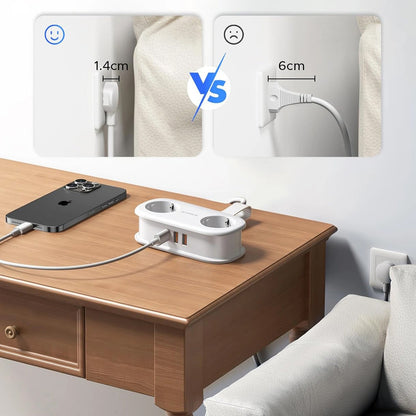 Podaljšek Orico APP, 2 x Schuko - 2 x USB-A - 1 x USB-C, Bel