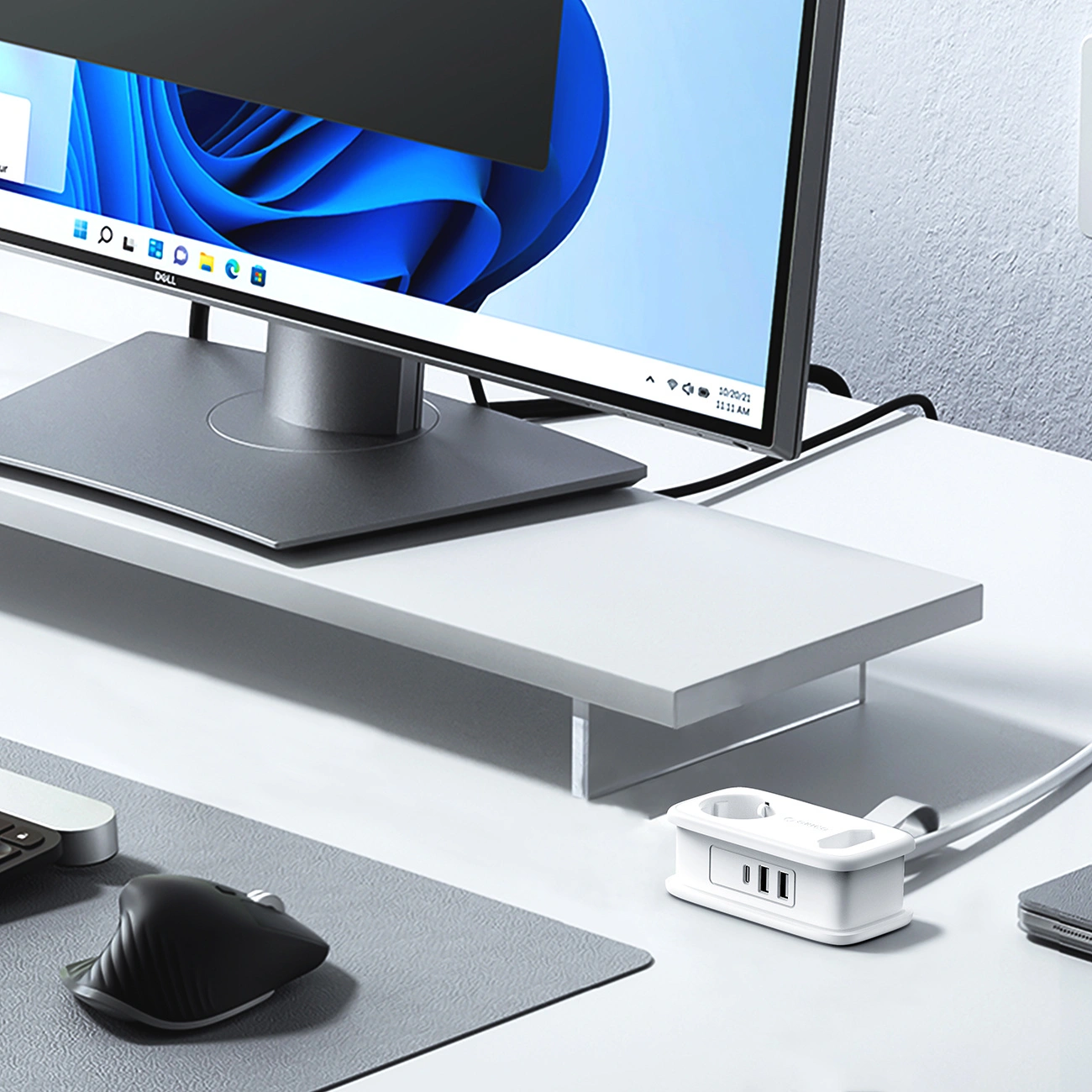 Podaljšek Orico APP, 1 x Schuko - 1 x Vtičnica - 2 x USB-A - 1 x USB-C, Bela Siva