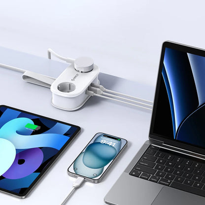 Podaljšek Orico APP, 2 x Schuko - 2 x USB-A - 1 x USB-C, Bel