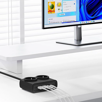 Podaljšek Orico PDC25, 2 x Schuko - 2 x USB-A - 2 x USB-C, Črn