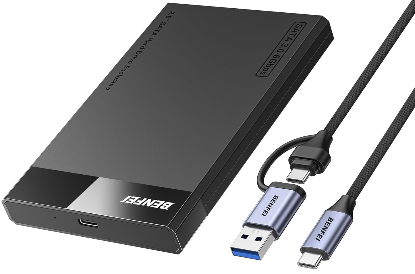 Benfei nosilec za HDD / SSD SATA 2,5 palca, USB-A / USB-C, črn