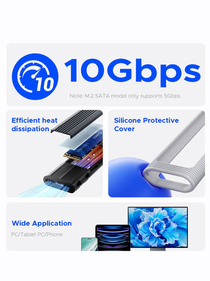 Orico AXM2-G2 ohišje za SSD M.2 NVMe, sivo