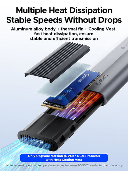 Orico AXM2-G2 ohišje za SSD M.2 NVMe, sivo