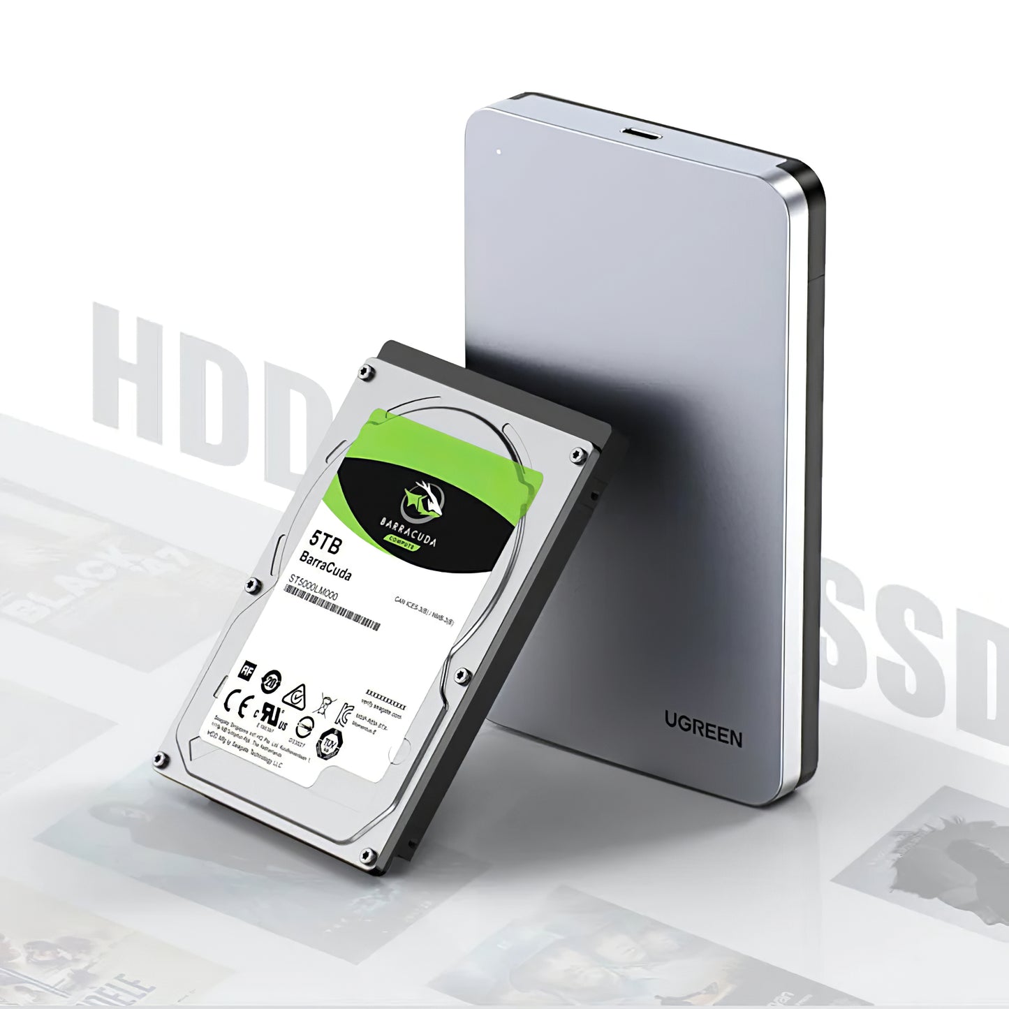 Stojalo UGREEN CM300 za trdi disk / SSD SATA 2,5 palca, USB 3.1, sivo 