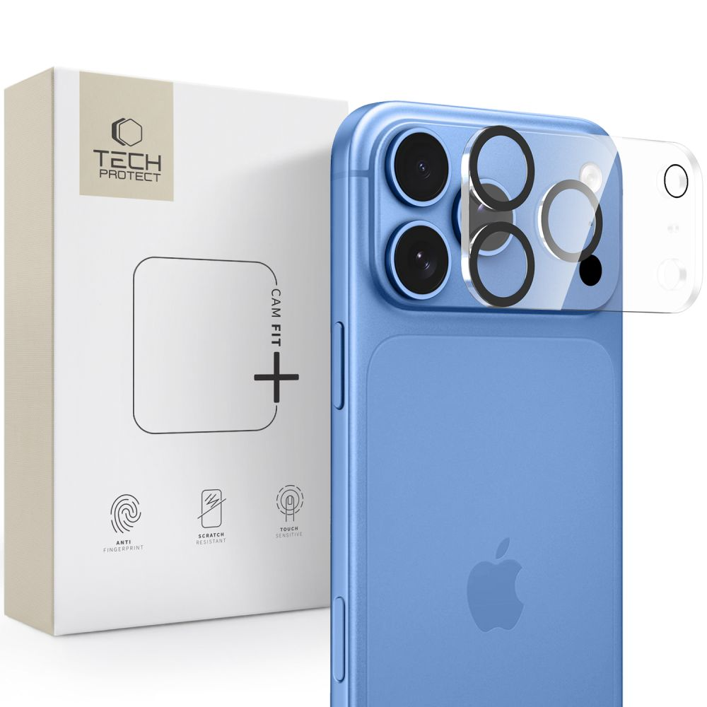 Zaščitni okvir za zadnjo kamero Tech-Protect Cam Fit+ za Apple iPhone 18 Pro Max, kaljeno steklo, prozorno