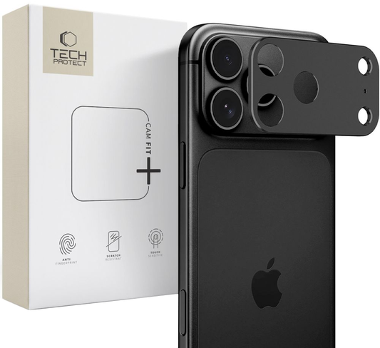 Zaščitni okvir za zadnjo kamero Tech-Protect Camalloy Fit+ za Apple iPhone 18 Pro Max, aluminij, črna