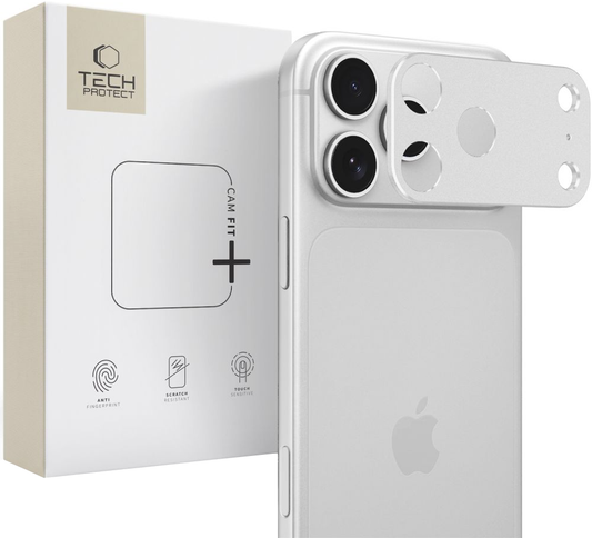 Zaščitni okvir za zadnjo kamero Tech-Protect Camalloy Fit+ za Apple iPhone 18 Pro Max, aluminij, srebrn.