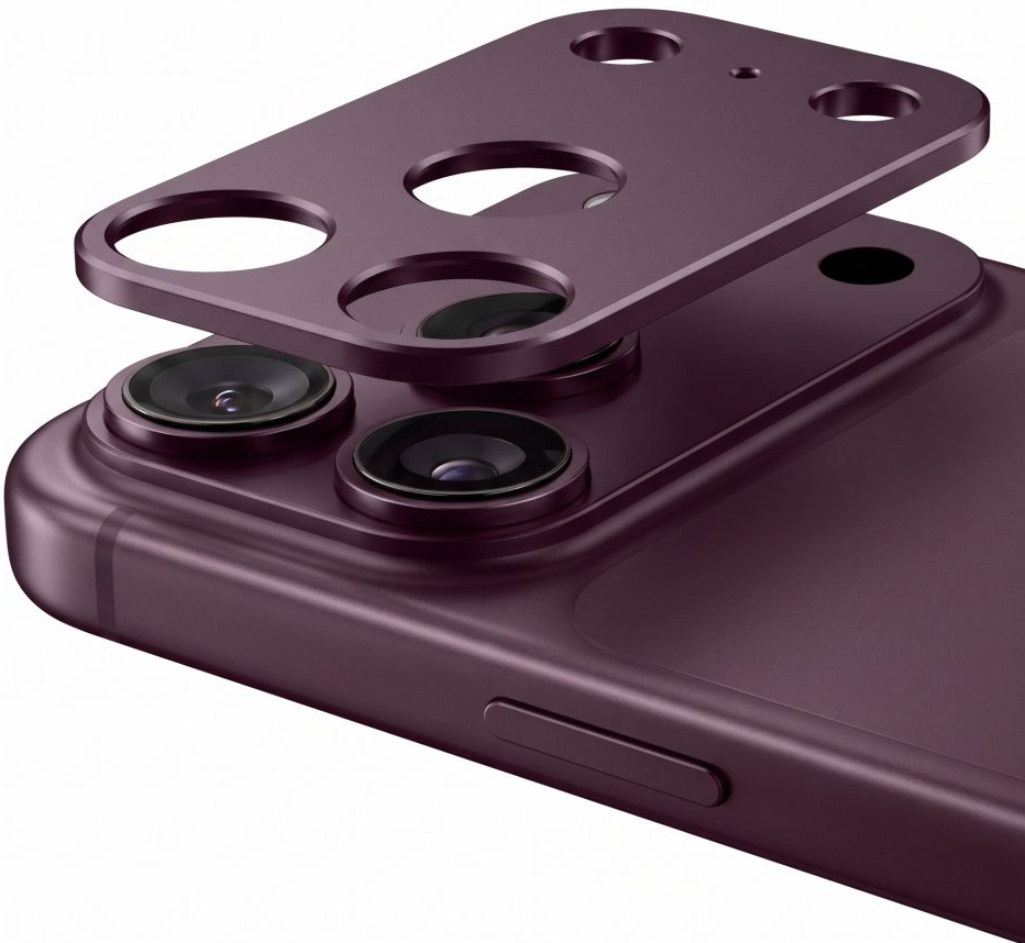 Zaščitni okvir za zadnjo kamero Tech-Protect Camalloy Fit+ za Apple iPhone 18 Pro Max, aluminij, bordo barve