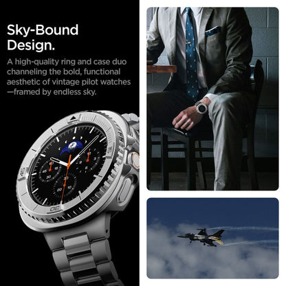 Spigen Tune Pro Pilot Protection Frame for Samsung Galaxy Watch8 Classic, Silver