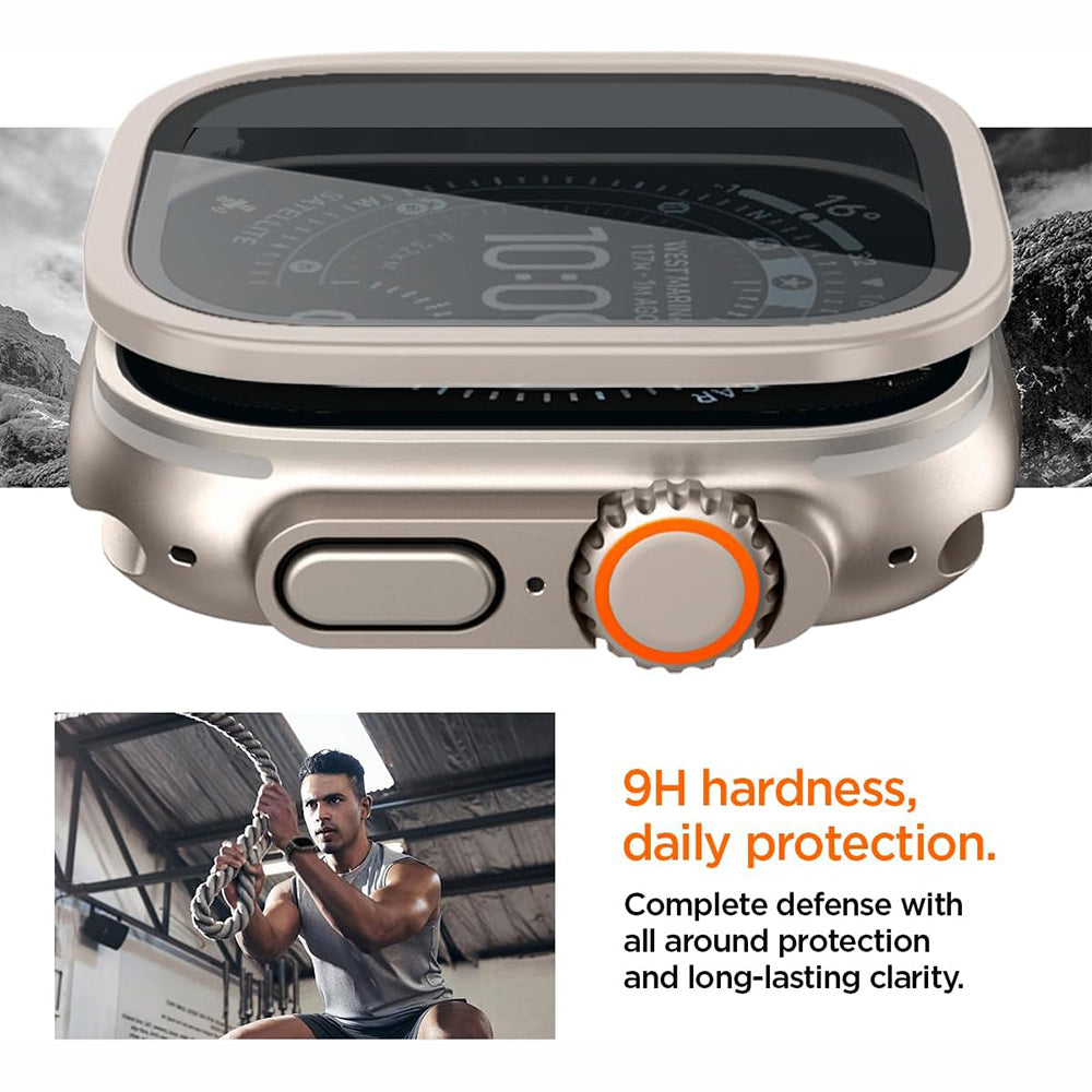 Zaščitni okvir Spigen Tune with Glass za Apple Watch Ultra Series, srebrn ACS11595