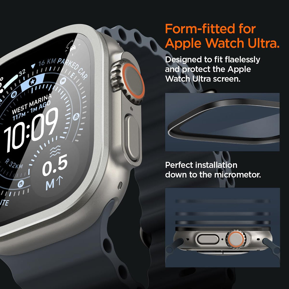 Zaščitni okvir Spigen Tune with Glass za Apple Watch Ultra Series, srebrn ACS11595