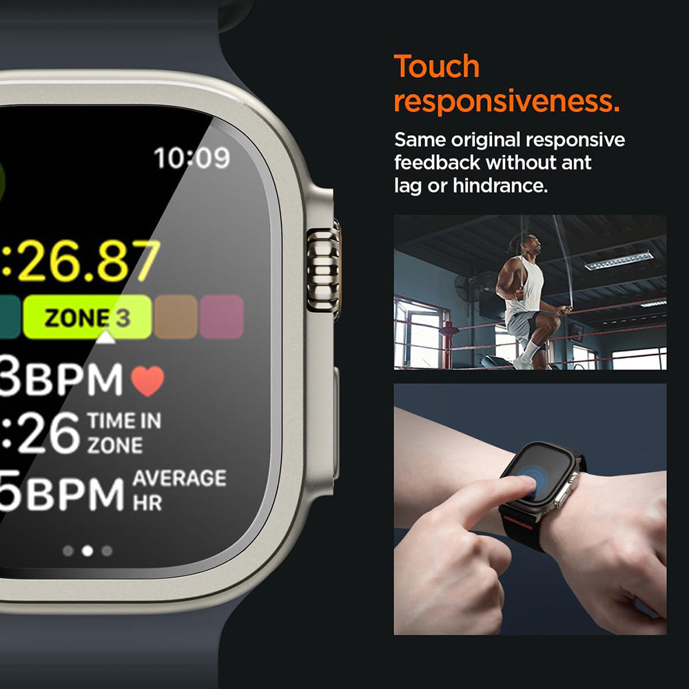 Zaščitni okvir Spigen Tune with Glass za Apple Watch Ultra Series, srebrn ACS11595