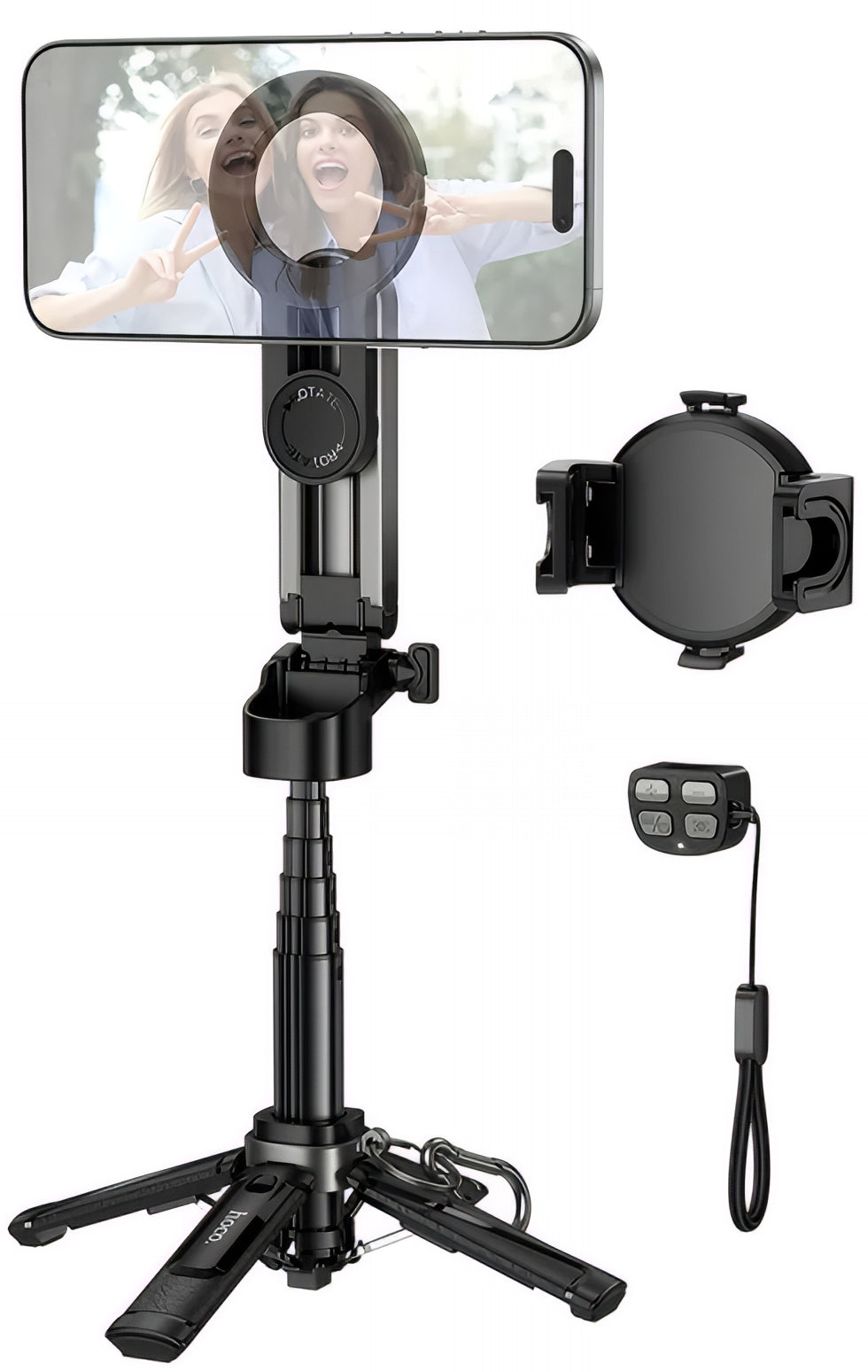 Selfie Stick Bluetooth HOCO K27 Pro, Univerzalen, Črn