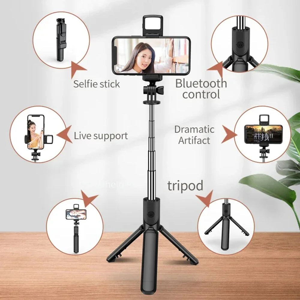 Selfie Stick Bluetooth Techsuit S03-S, Univerzalen, Črn