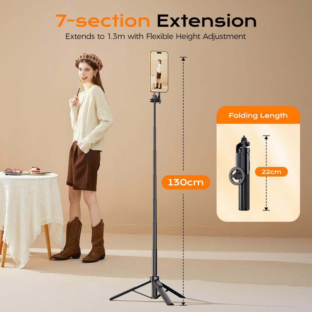 Selfie palica Bluetooth XO Design SS30, Univerzalna, Črna