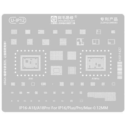 BGA mreža Amaoe U-IP12 za Apple iPhone 16 serijo, CPU / Baseband / IC