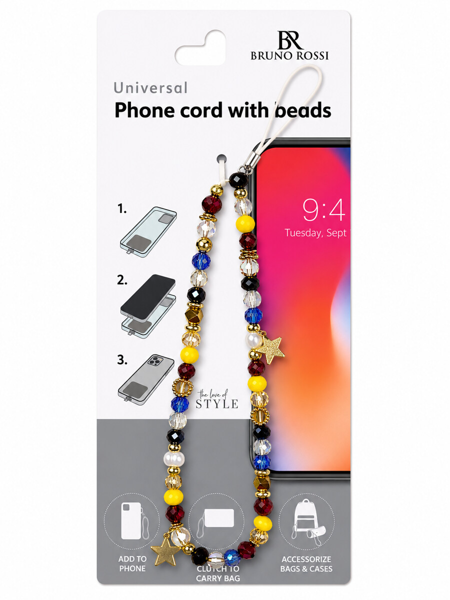Bruno Rossi BT-22 Beaded Phone Strap, Multicolor