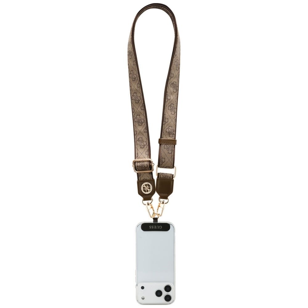 Vrvica za telefon Guess 4G Strass Metal Logo, rjava
