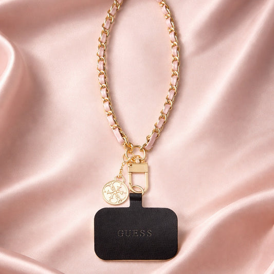 Vrvica za telefon Guess Saffiano 4G Charm, črna