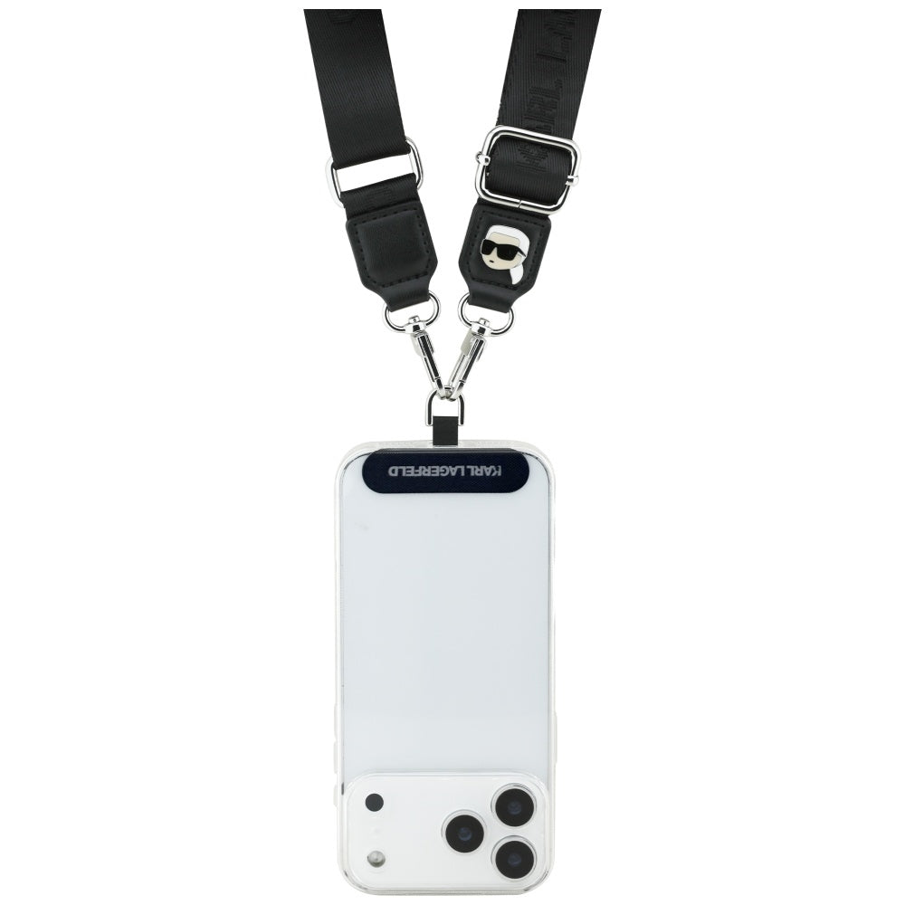 Vrvica za telefon Karl Lagerfeld Karl Metal Logo, Črna