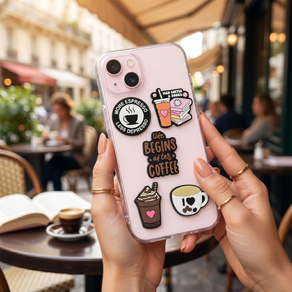 3D OEM Coffee nalepka za ovitek za telefon / tablico, komplet 5 kosov, večbarvna