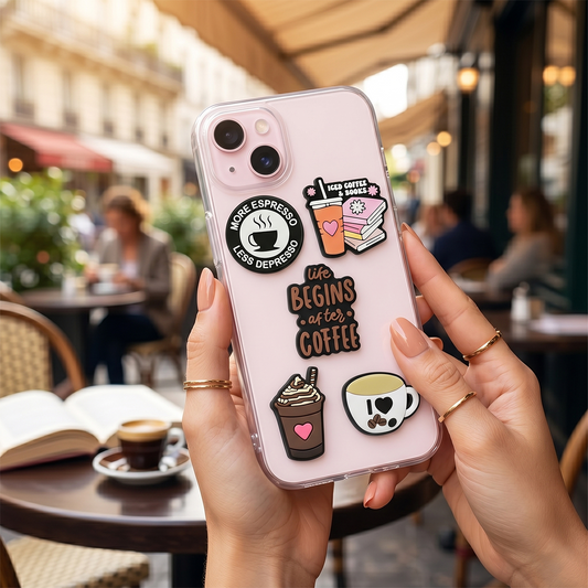 3D OEM Coffee nalepka za ovitek za telefon / tablico, komplet 5 kosov, večbarvna