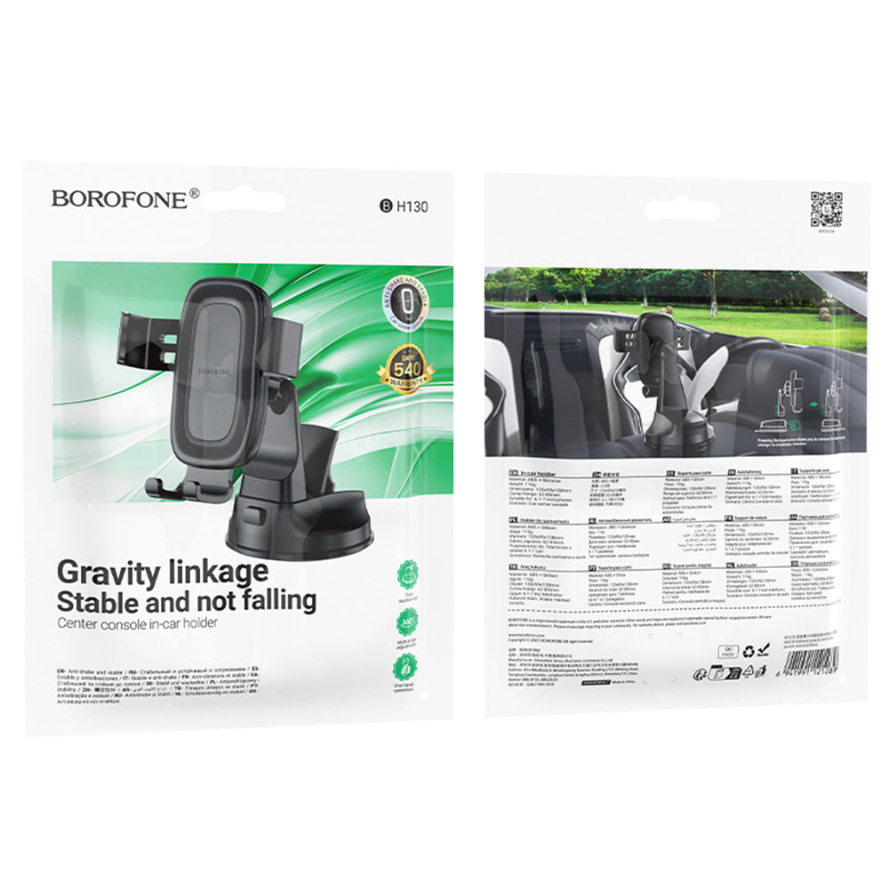 Nosilec za avto Borofone BH130 Follower Gravity, 6.1inch - 7inch, Črn