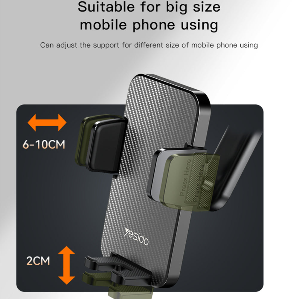 Nosilec za avto Yesido C173, 4.7inch - 7.2inch, črn