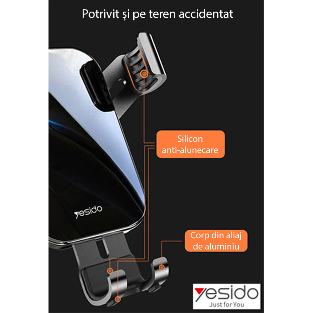 Nosilec za avto Yesido C87, Univerzalen, Črn