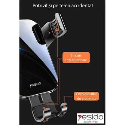 Nosilec za avto Yesido C87, Univerzalen, Črn